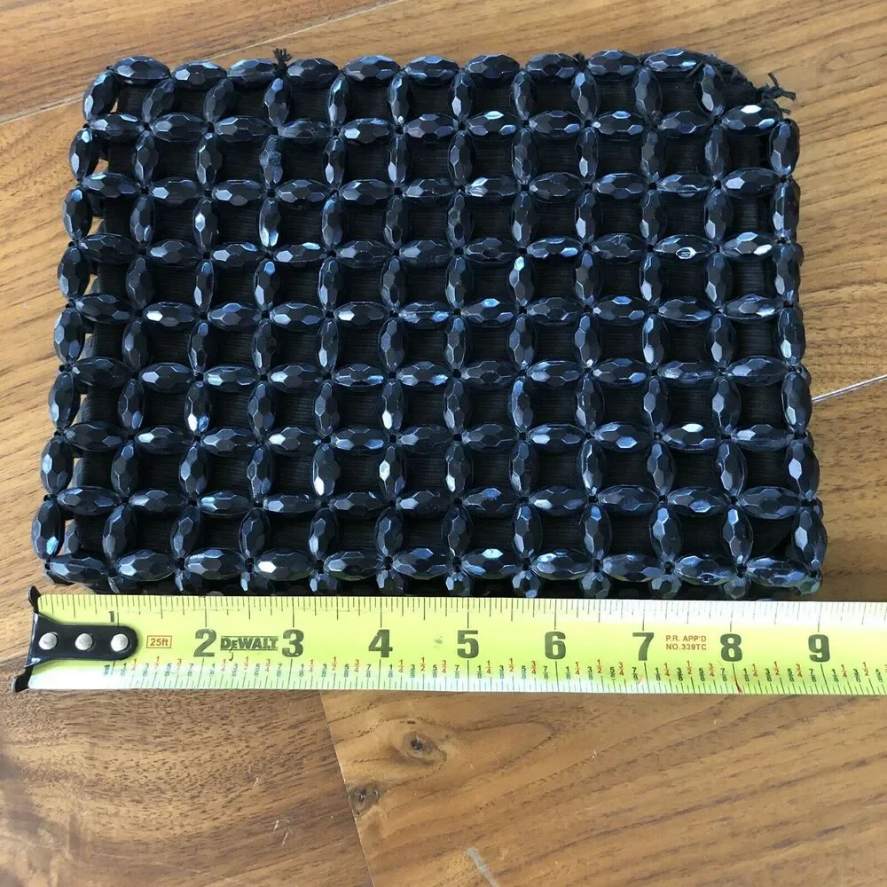 Vintage Black Beaded Clutch Purse 9 x 6.5 x 1